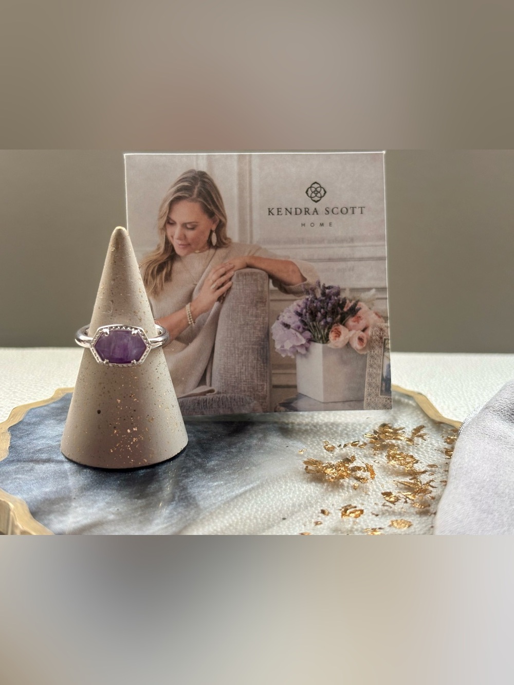 Kendra Scott Lavender Faceted Stone Silver Ring Sz 7